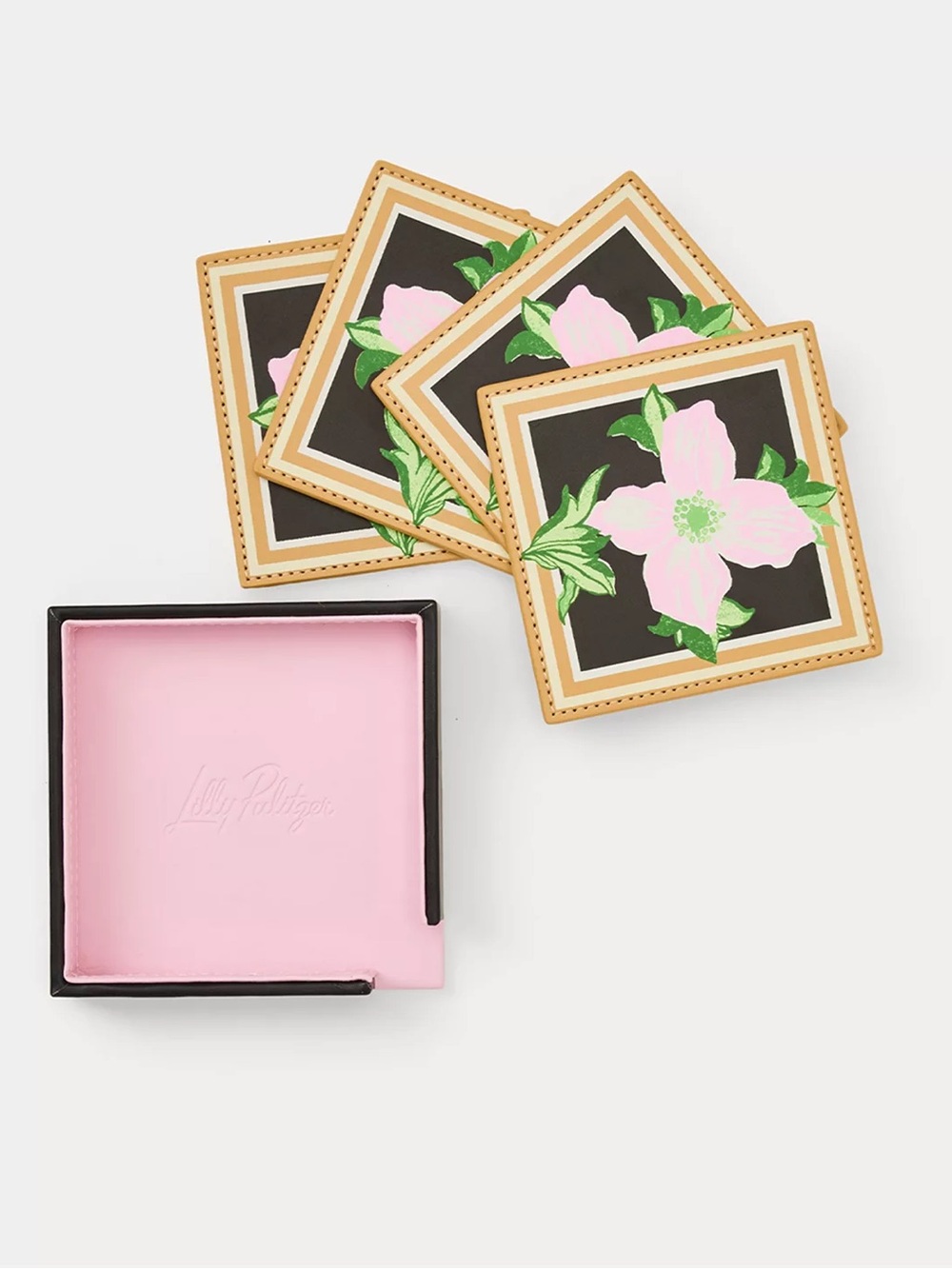Lilly Pulitzer Set of Four Coasters/Coaster Holder